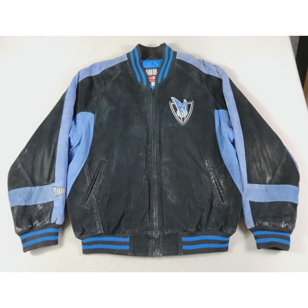 Vintage Dallas Mavericks Jacket Mens Large Black NBA Basketball G-III Leather